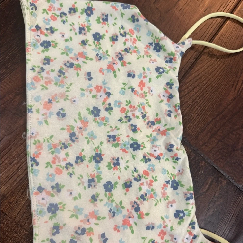 Anthropologie Floral Crop Cami Top in Yellow Straps Size L/XL - Picture 11 of 14